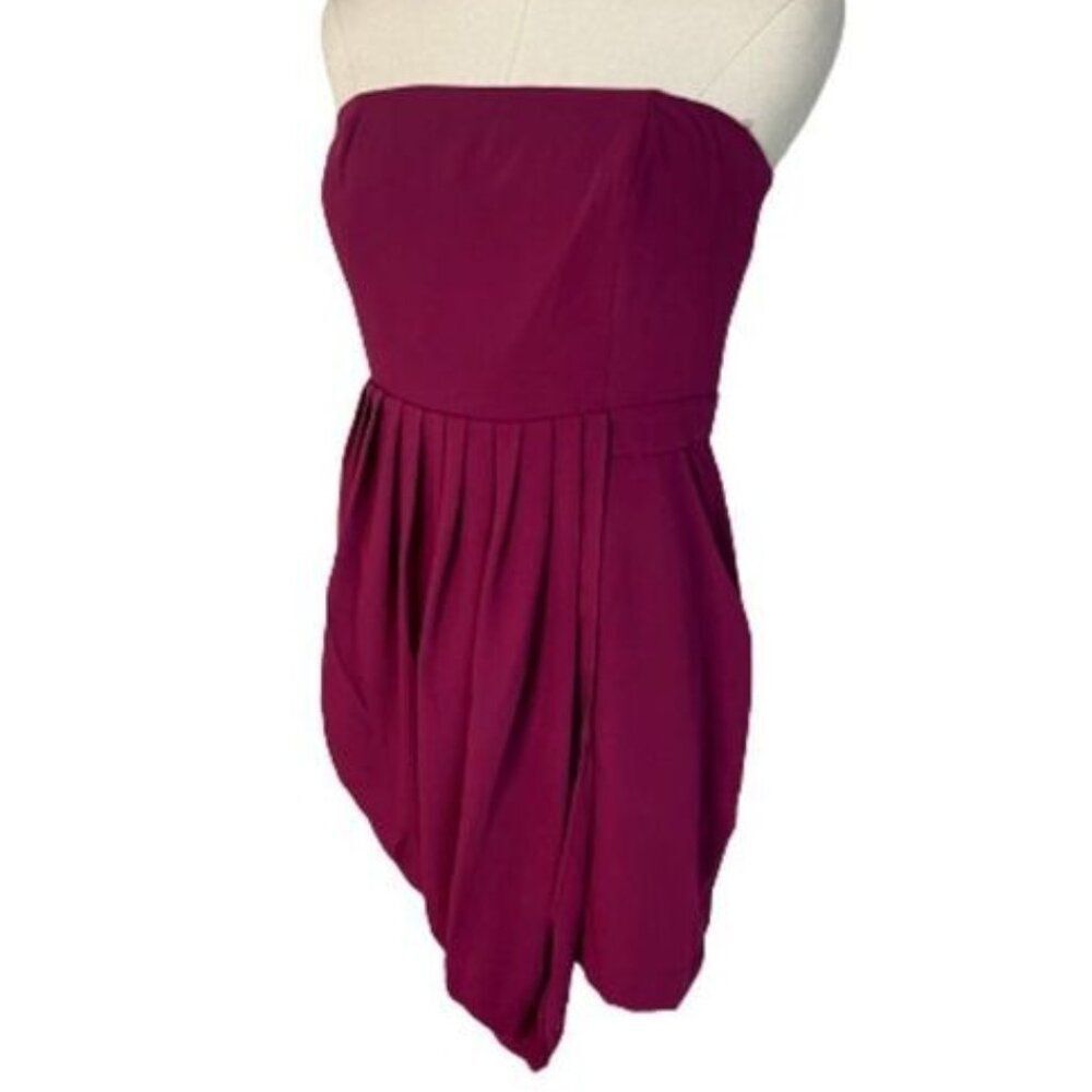 Forever 21 Mini Dress M Medium Womens Purple Strapless Asymmetrical With Pockets